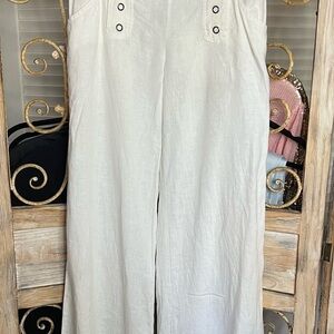 Linen SZ 6, London Jean Stark White Wide Leg Trousers.
